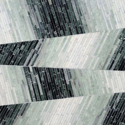 Patterned tile with green and black stripes