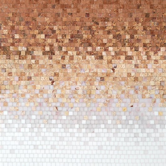 Collection of different mosaic tile patterns in various colors.