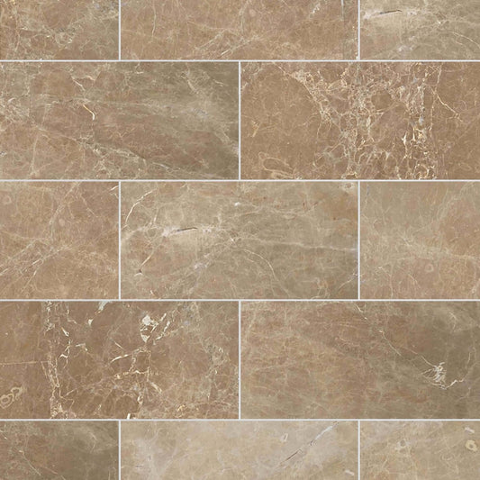 Light Emperador Honed Marble Field Tile 6''x12''x3/8''