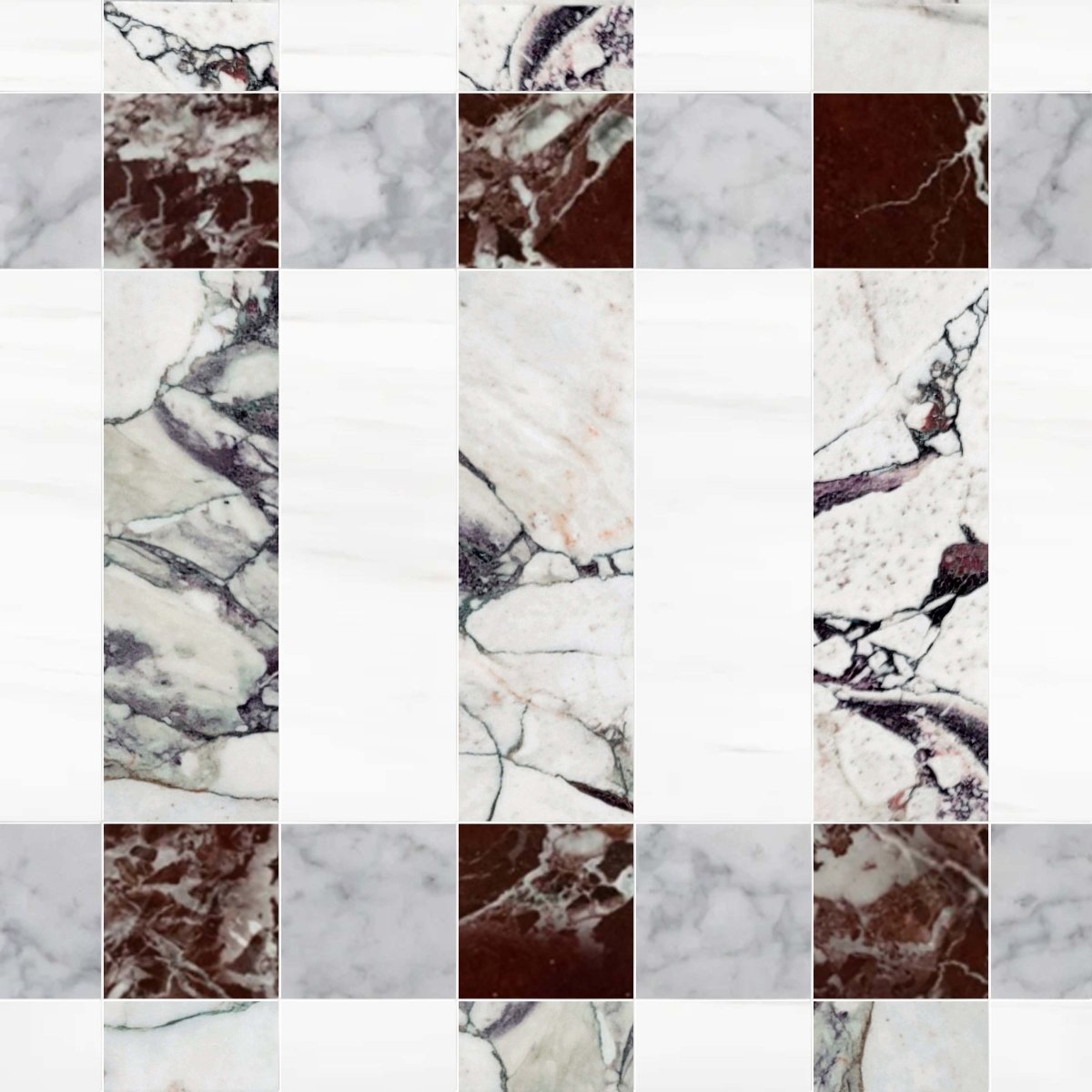Grid of various marble patterns in different shades of gray, white, and brown.
