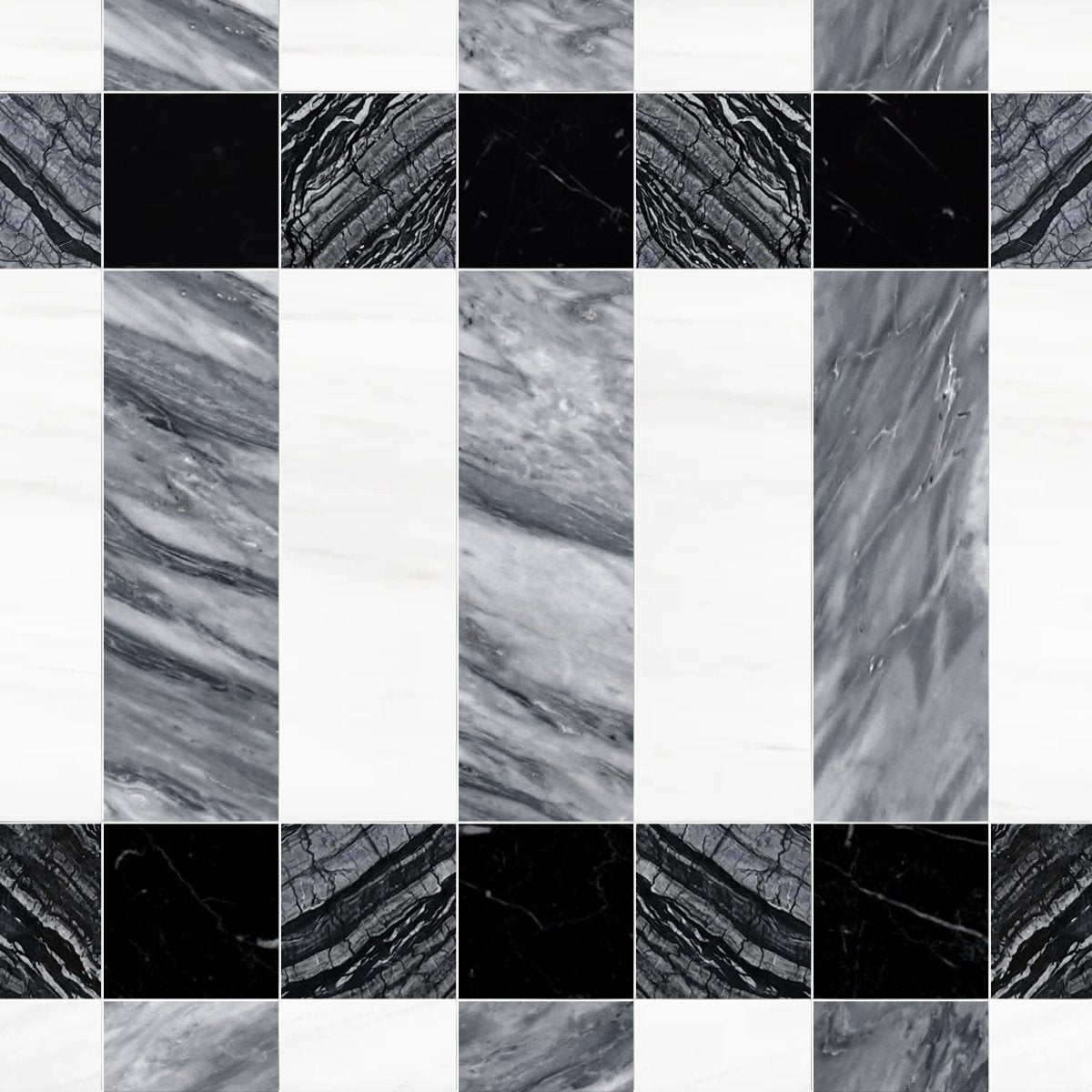 Grid of black and white marble texture swatches