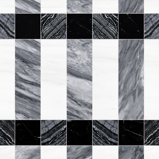 Grid of black and white marble texture swatches