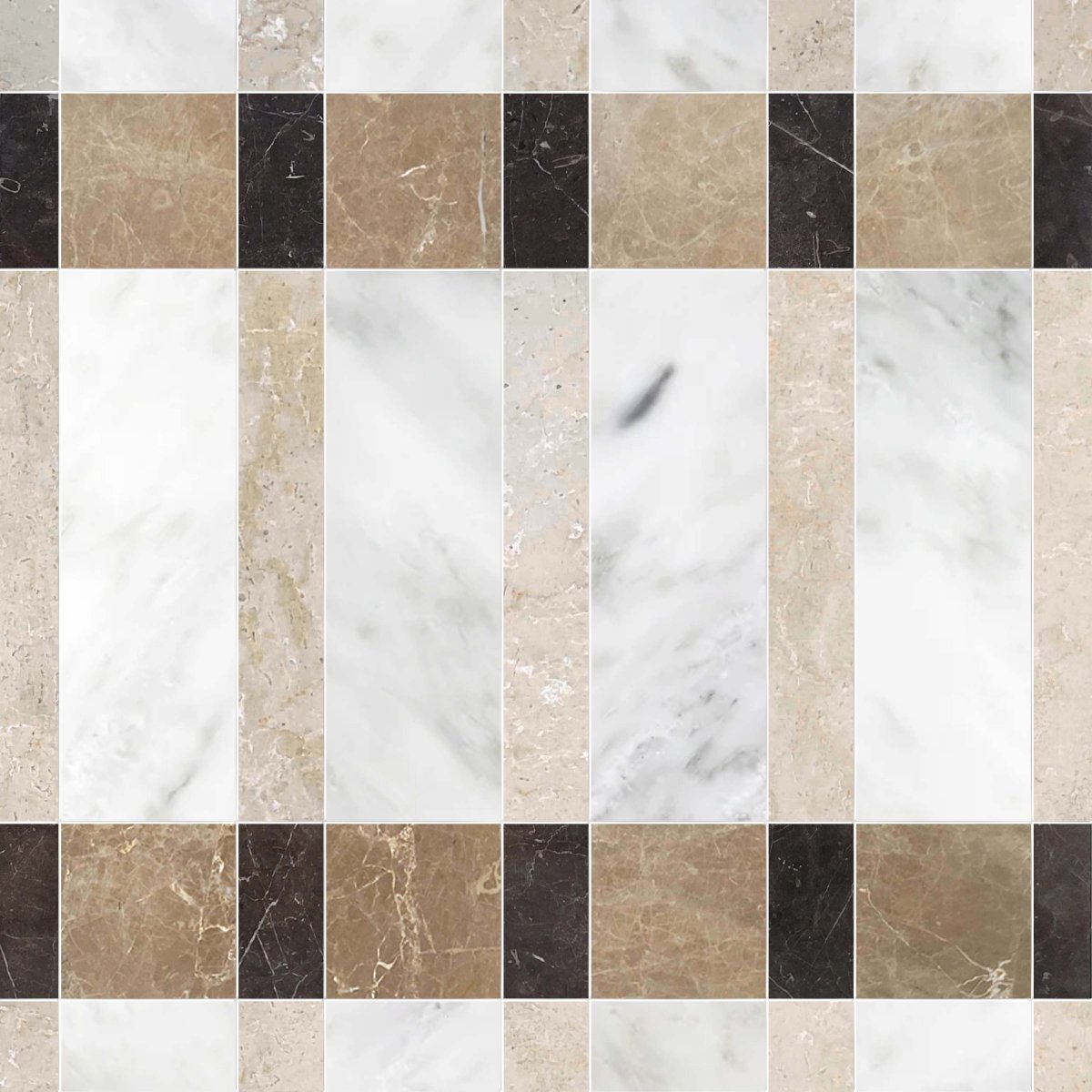 Grid of various marble and stone textures in neutral colors.