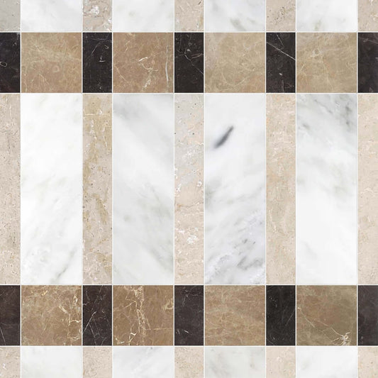 Grid of various marble and stone textures in neutral colors.