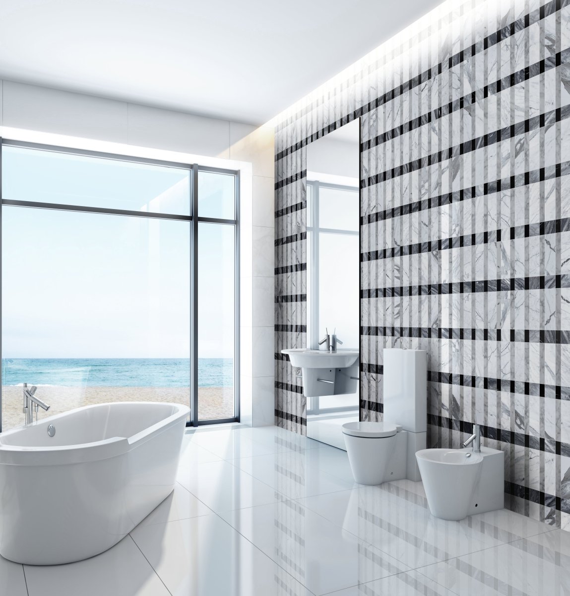 Plaid Isle Large Grigio Stone Mosaic