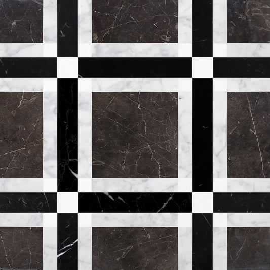 Checkered pattern with black and white marble tiles