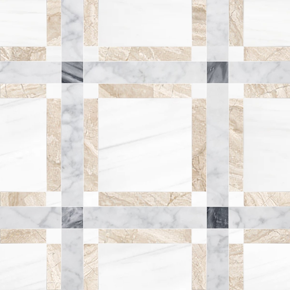 Prismatic Glacier Geometric Marble Waterjet Mosaic Tile