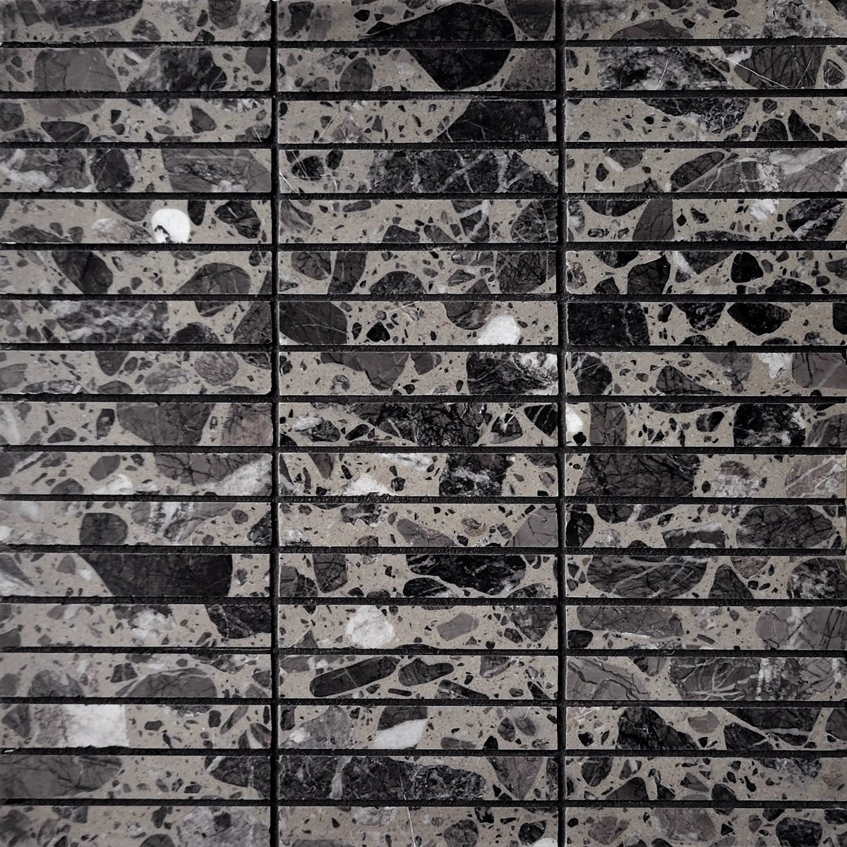 Stacked River Marble Terrazzo Honed 5/8''x4'' Mosaic – Artsaics