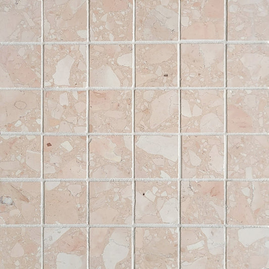 Straight Rosa Marble Terrazzo Honed 2''x2'' Mosaic