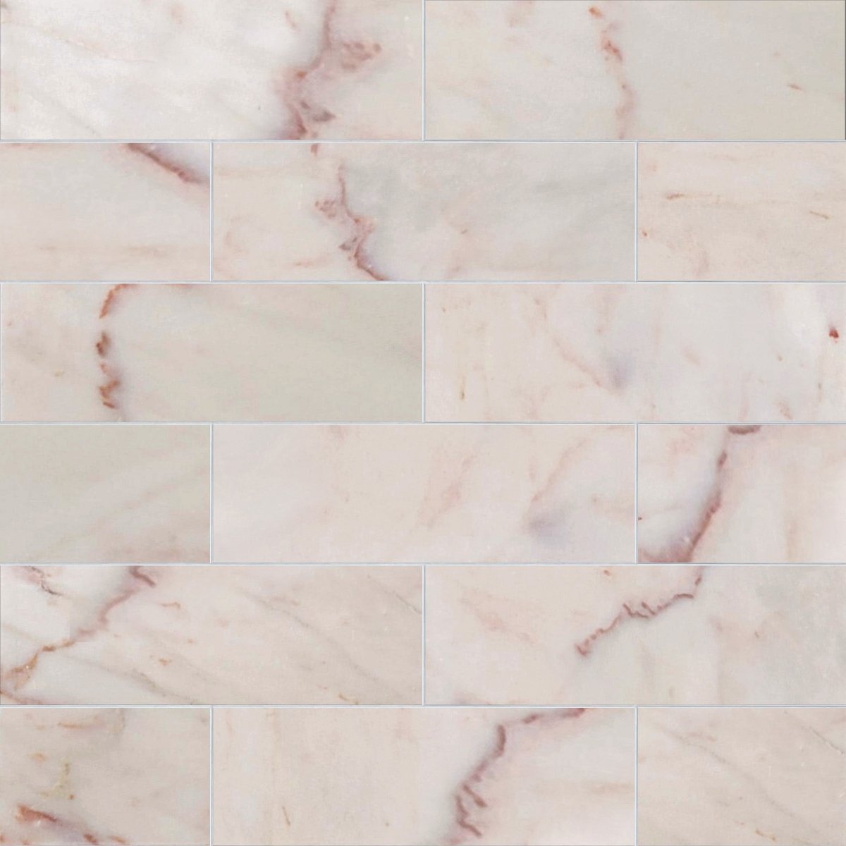 Pattern of pink and white marble tiles.