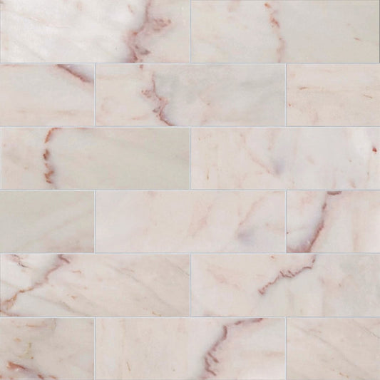Pattern of pink and white marble tiles.