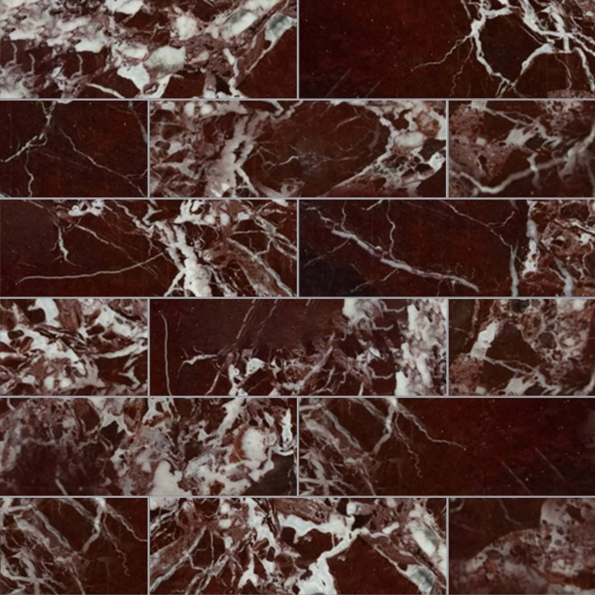 Collage of brown marble tiles with white veins