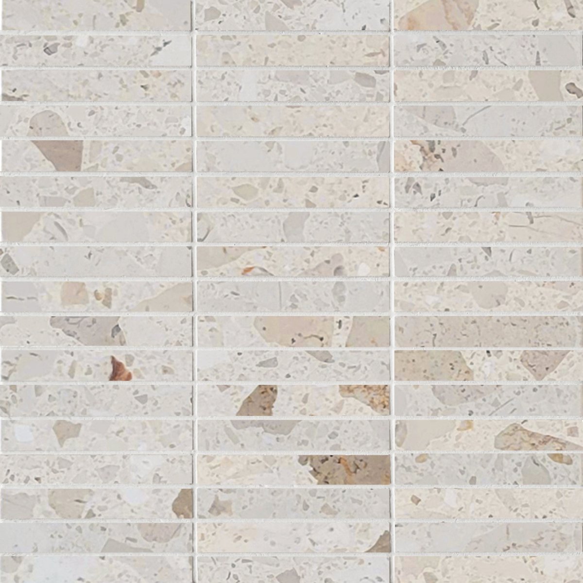 Mosaic tile pattern with beige and gray stones