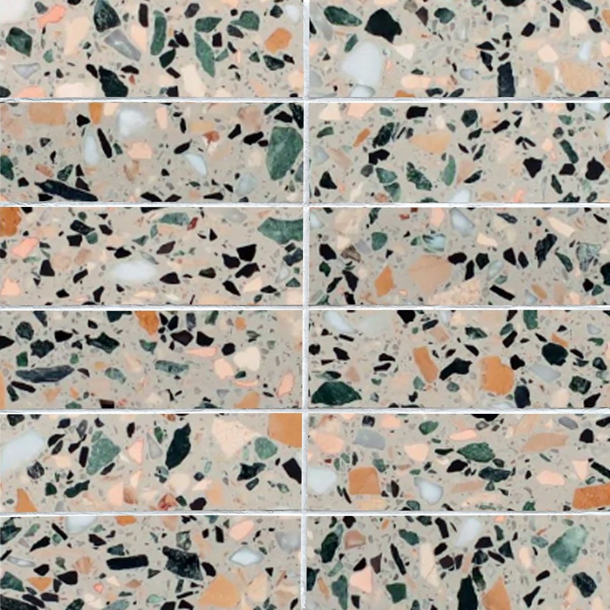 Stacked Agra Marble Terrazzo Honed 2''x6'' Stone Mosaic