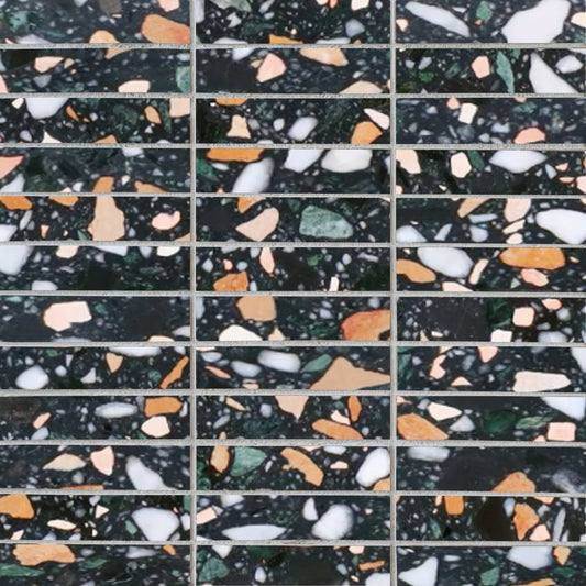 Stacked Gia Marble Terrazzo Honed 1''x4'' Stone Mosaic