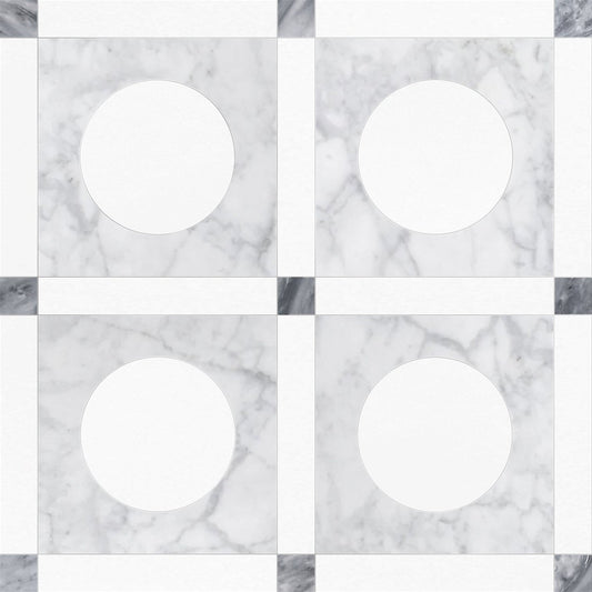 Starr Ice Round Checkered Waterjet Tile