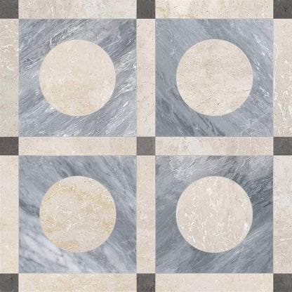 Starr Ocean Round Checkered Waterjet Tile