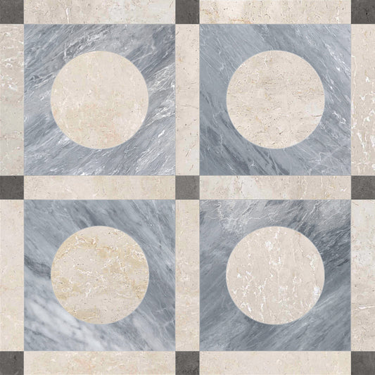 Starr Ocean Round Checkered Waterjet Tile