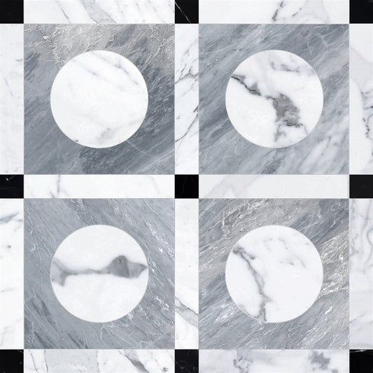 Starr Winter Round Checkered Waterjet Tile