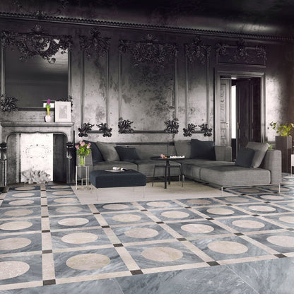 Starr Ocean Round Checkered Waterjet Tile