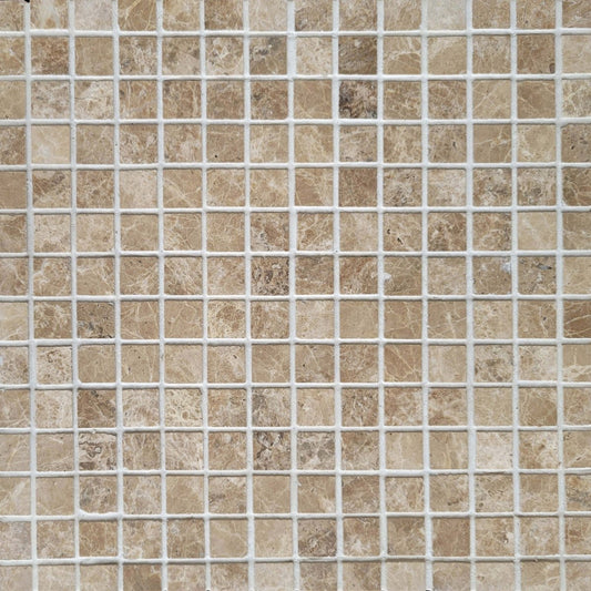 Straight Light Emperador 3/4''x3/4'' Stone Mosaic