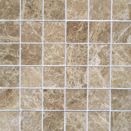 Straight Light Emperador 2''x2'' Stone Mosaic