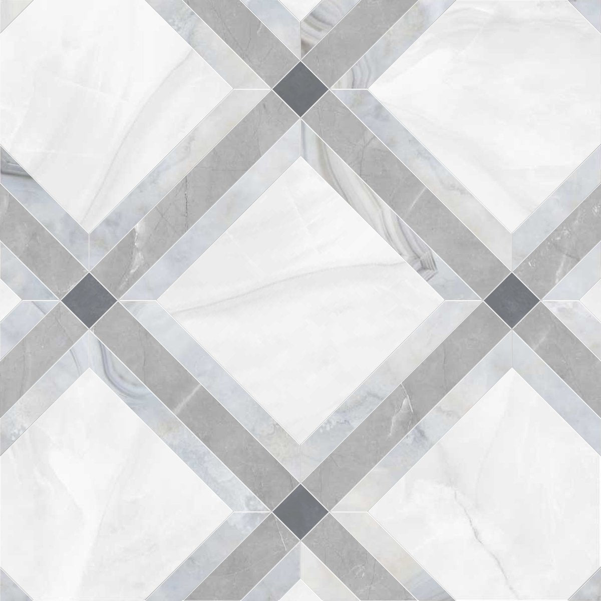 Geometric pattern of interlocking squares in gray and white