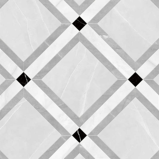 Geometric pattern with black and white tiles