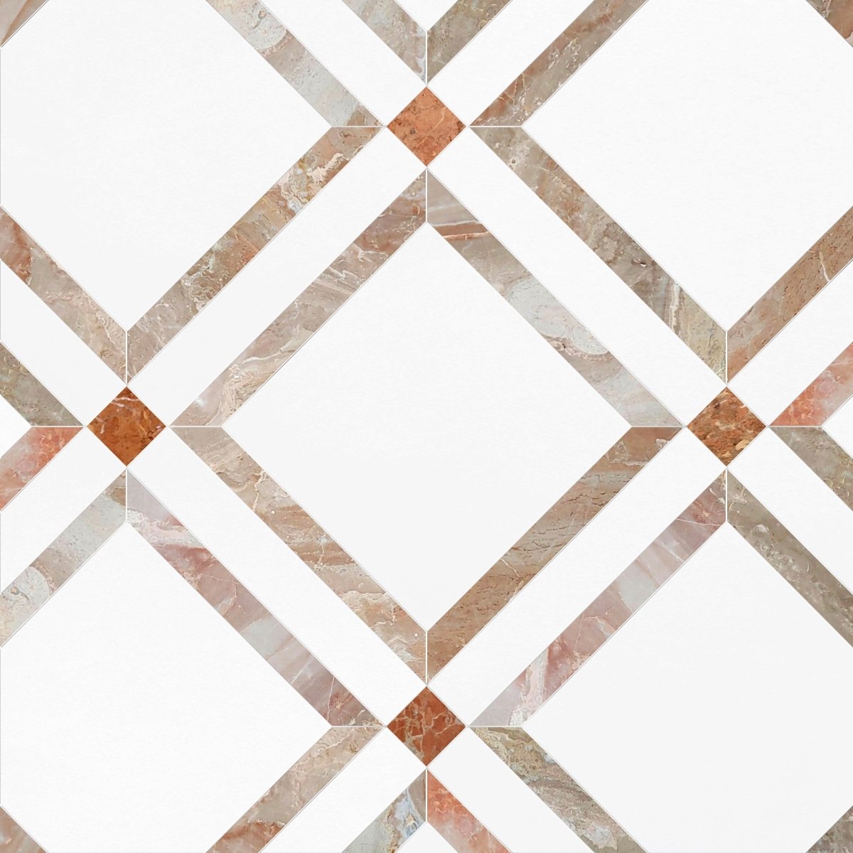 Geometric tile pattern with diamond shapes on a white background