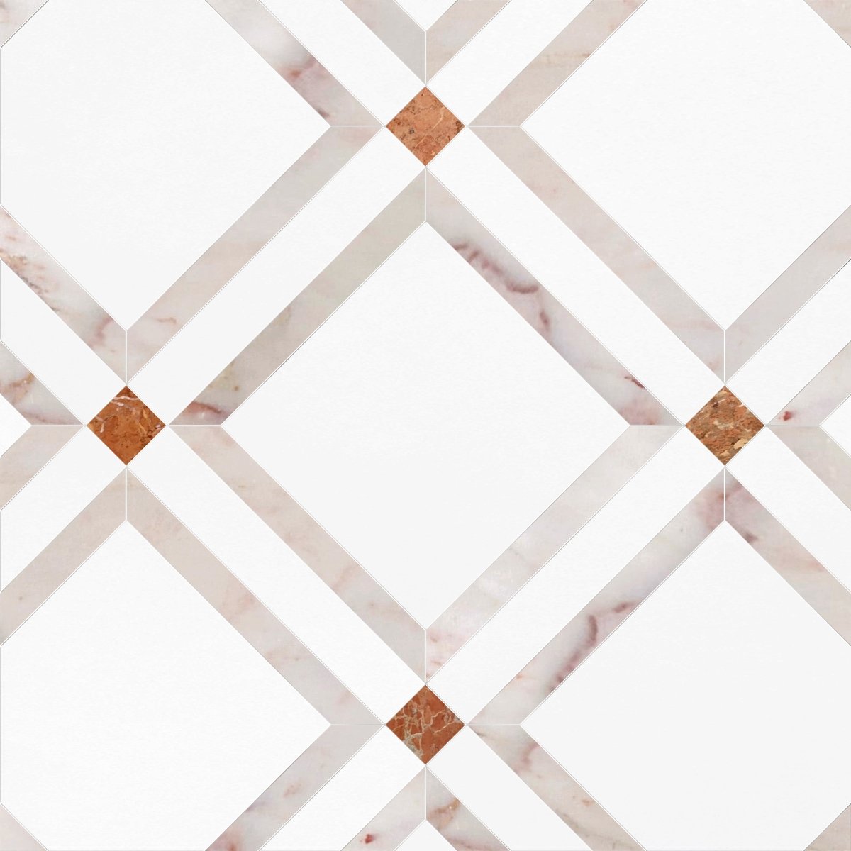 Geometric tile pattern with diamond shapes on a white background