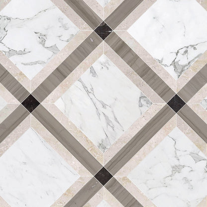 Umbria Glacier Geometric Marble Waterjet Mosaic Tile