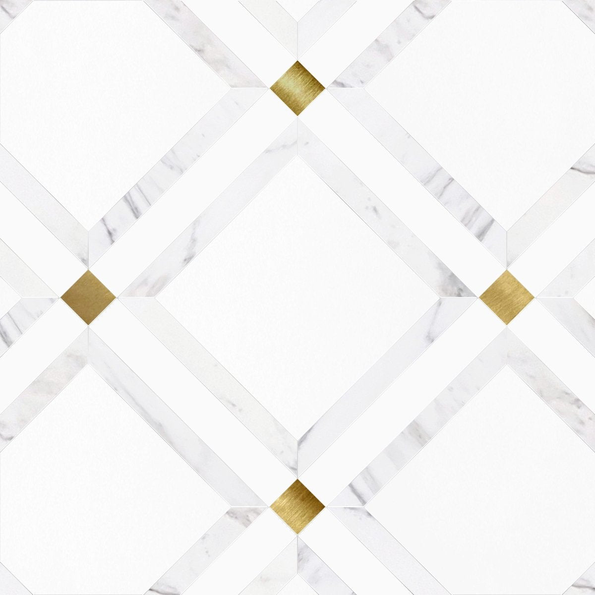 Umbria Gold Geometric Marble & Brass Waterjet Mosaic Tile