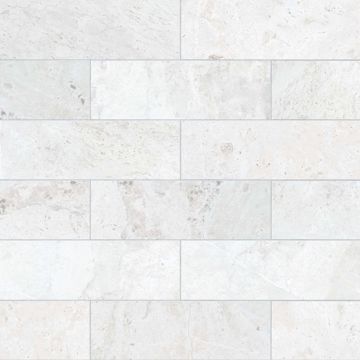 White marble tiles with a subtle pattern