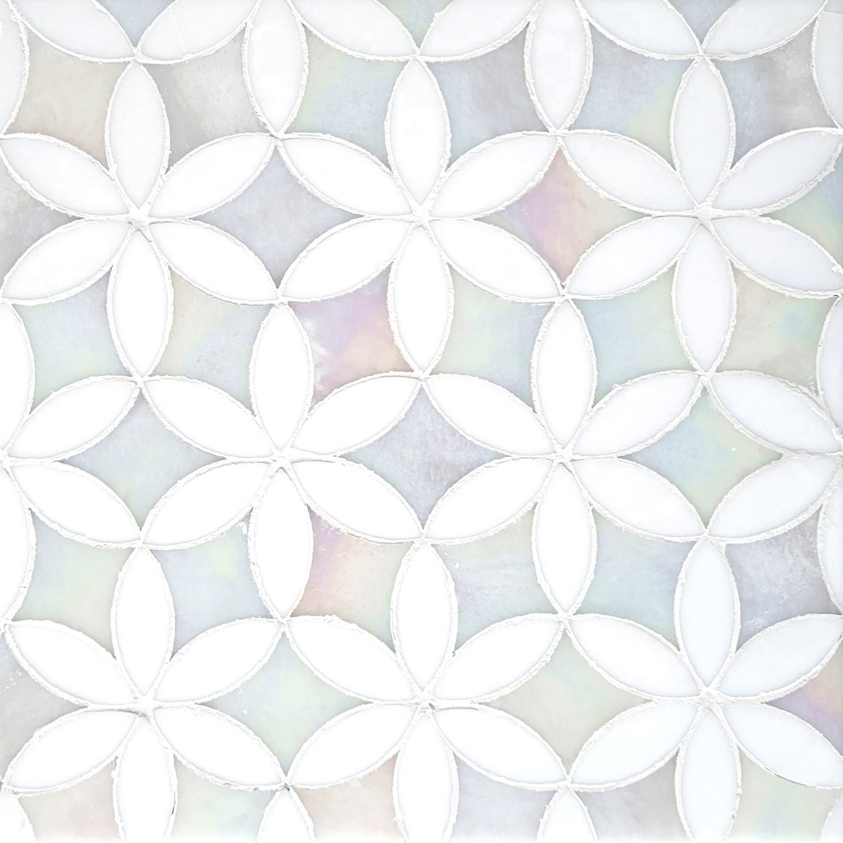 Obsidian Versa Floral Lava Glass Waterjet Mosaic