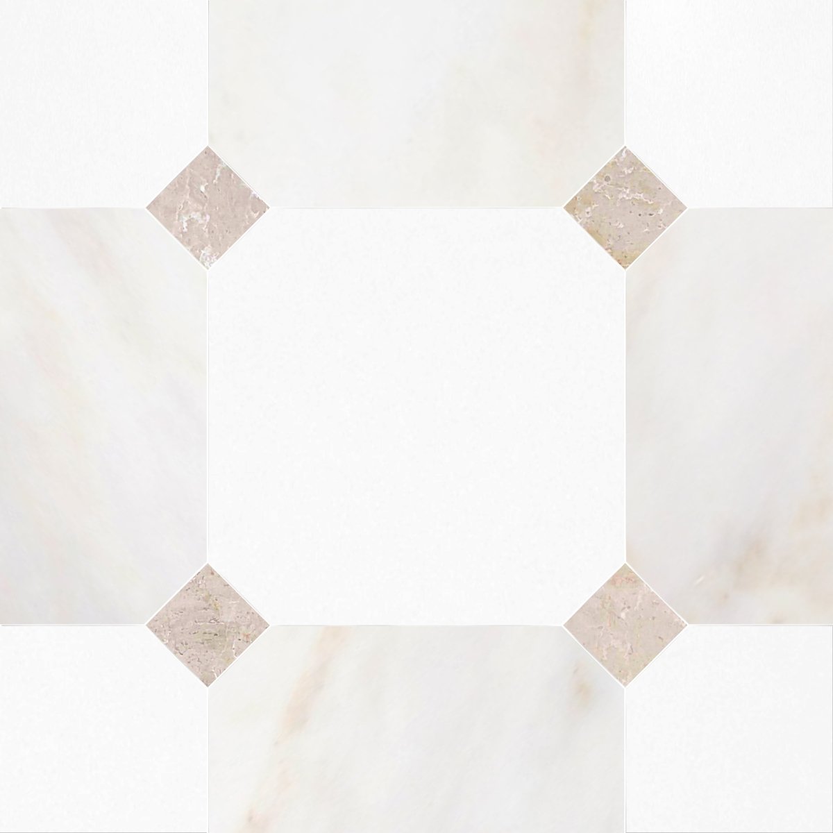 Octagon 18" Calacatta Onciatta & Thassos w/ Botticino Dot Checker Tile