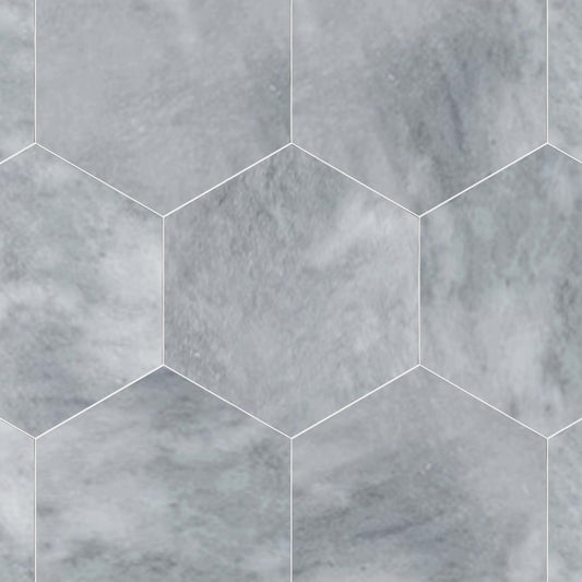 Afyon Grey Polished Marble 10 1/2'' Hexagon Tile - Artsaics