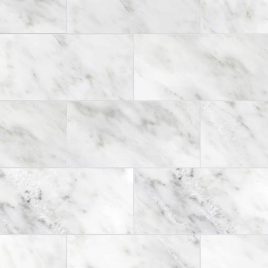 Asian White Polished Marble Field Tile 6''x12''x3/8''