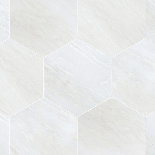 Bianco Rhyno Polished Marble 10 1/2'' Hexagon