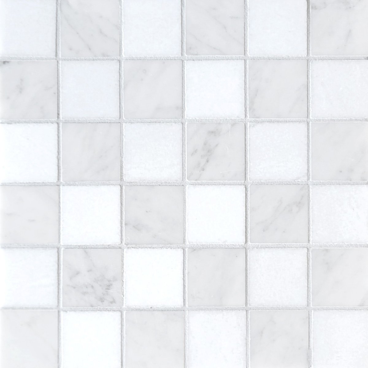 Checkerboard Carrara and Afyon White 2'' Stone Mosaic