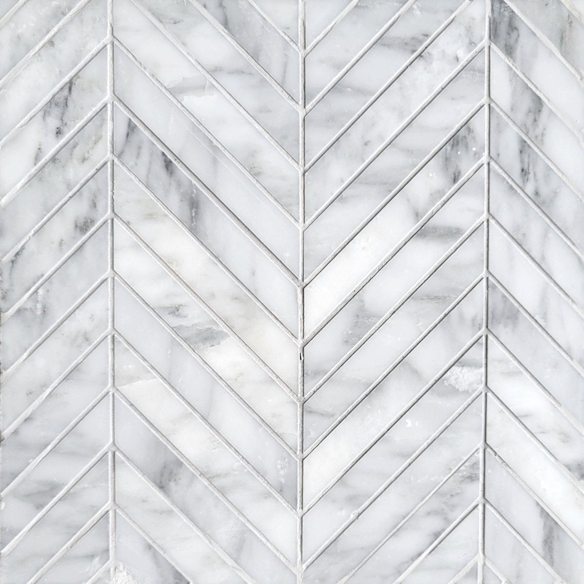 Chevron Asian White 1''x6'' Stone Mosaic