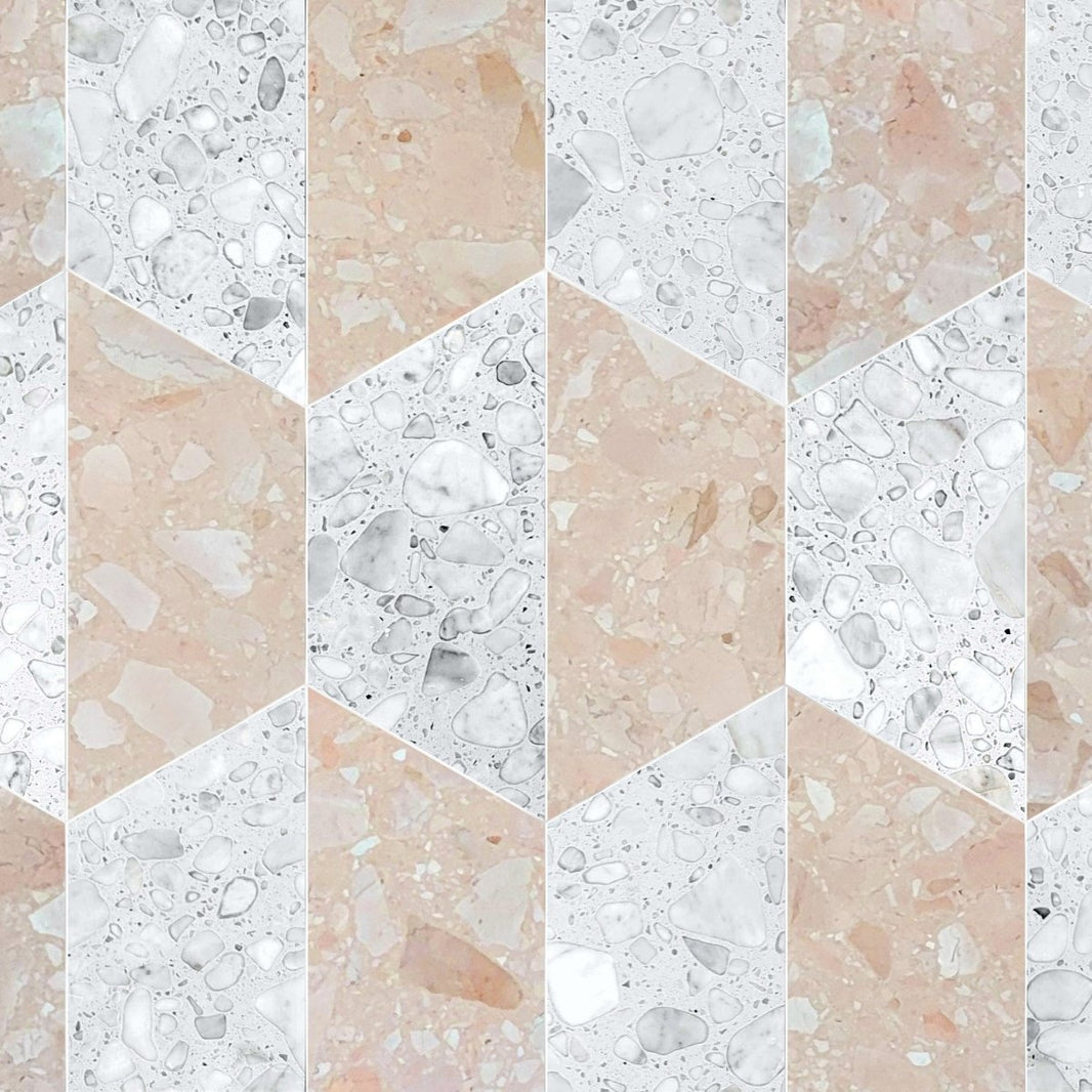 Couture Adele Rosa Trapezoid Terrazzo Waterjet Mosaic