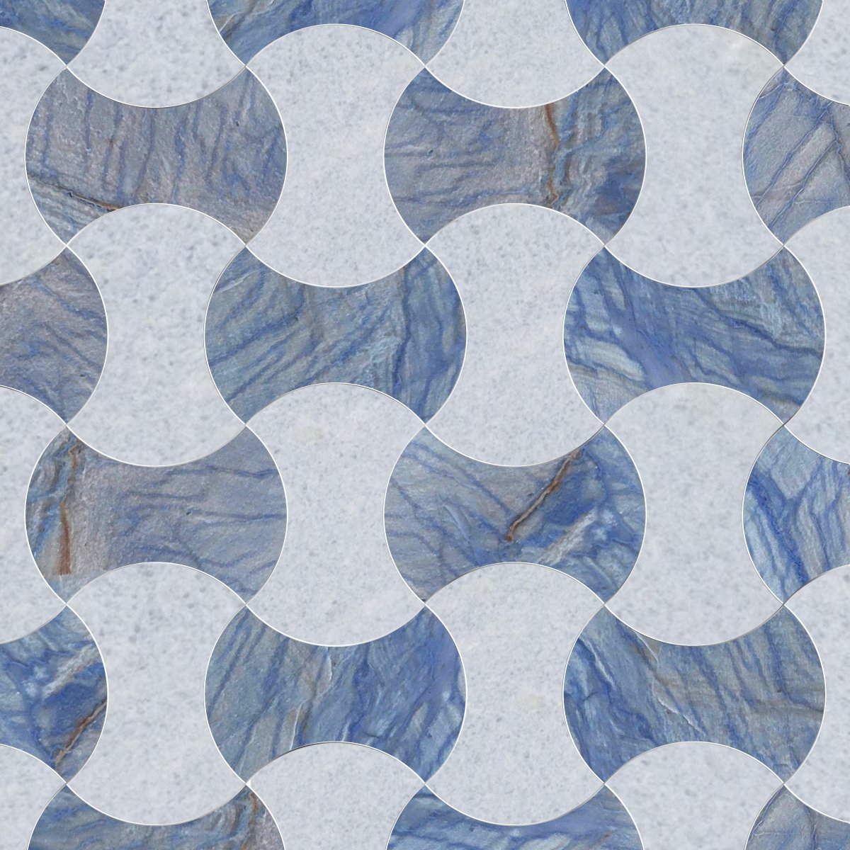 Couture Dogbone Large Geometric Blue Stone Waterjet Mosaic