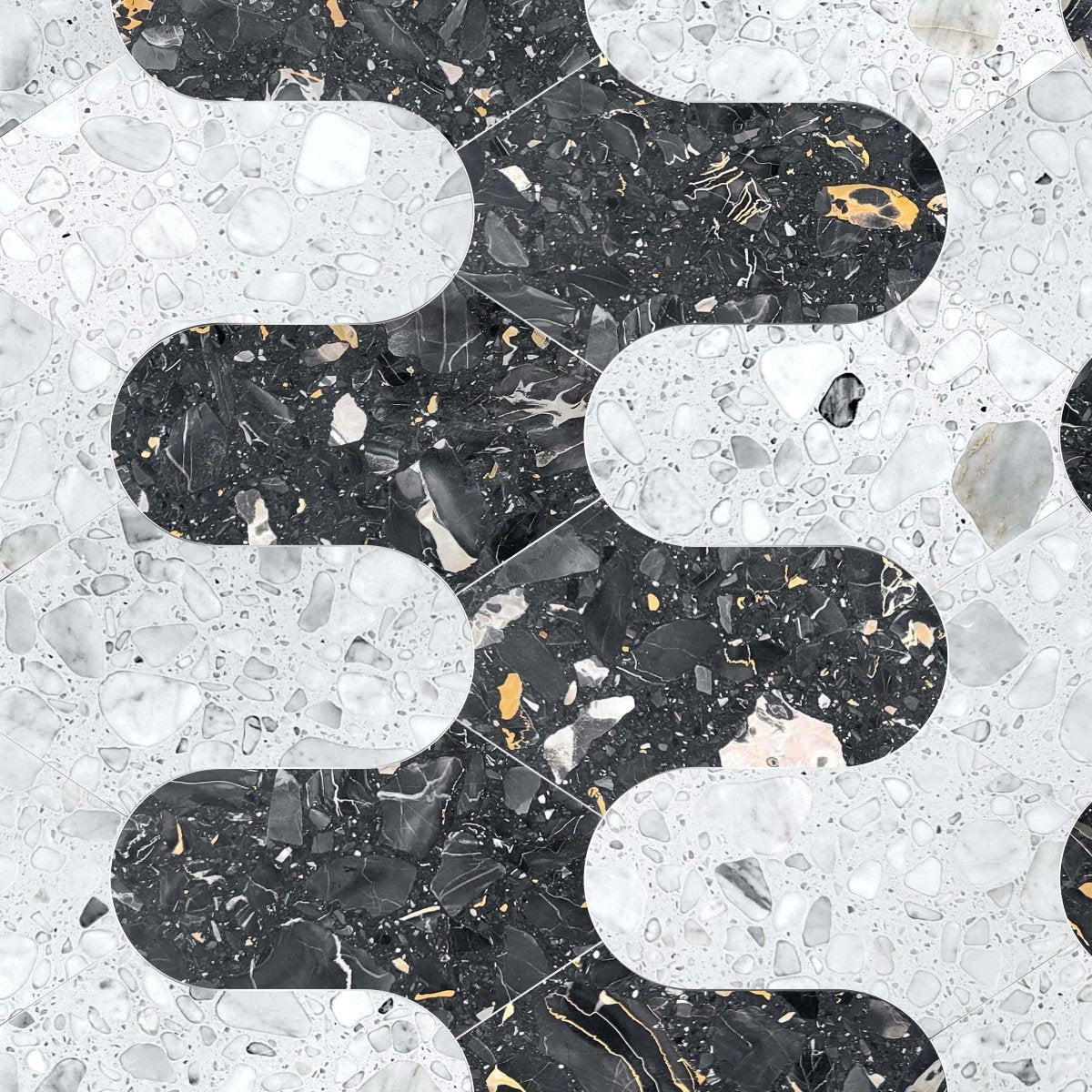 Couture Galle Small Noir Geometric Terrazzo Waterjet Mosaic