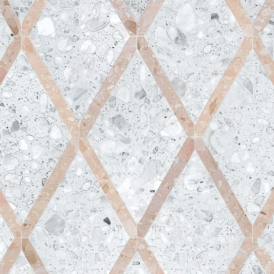 Couture Juvil Rosa Diamond Terrazzo Waterjet Mosaic