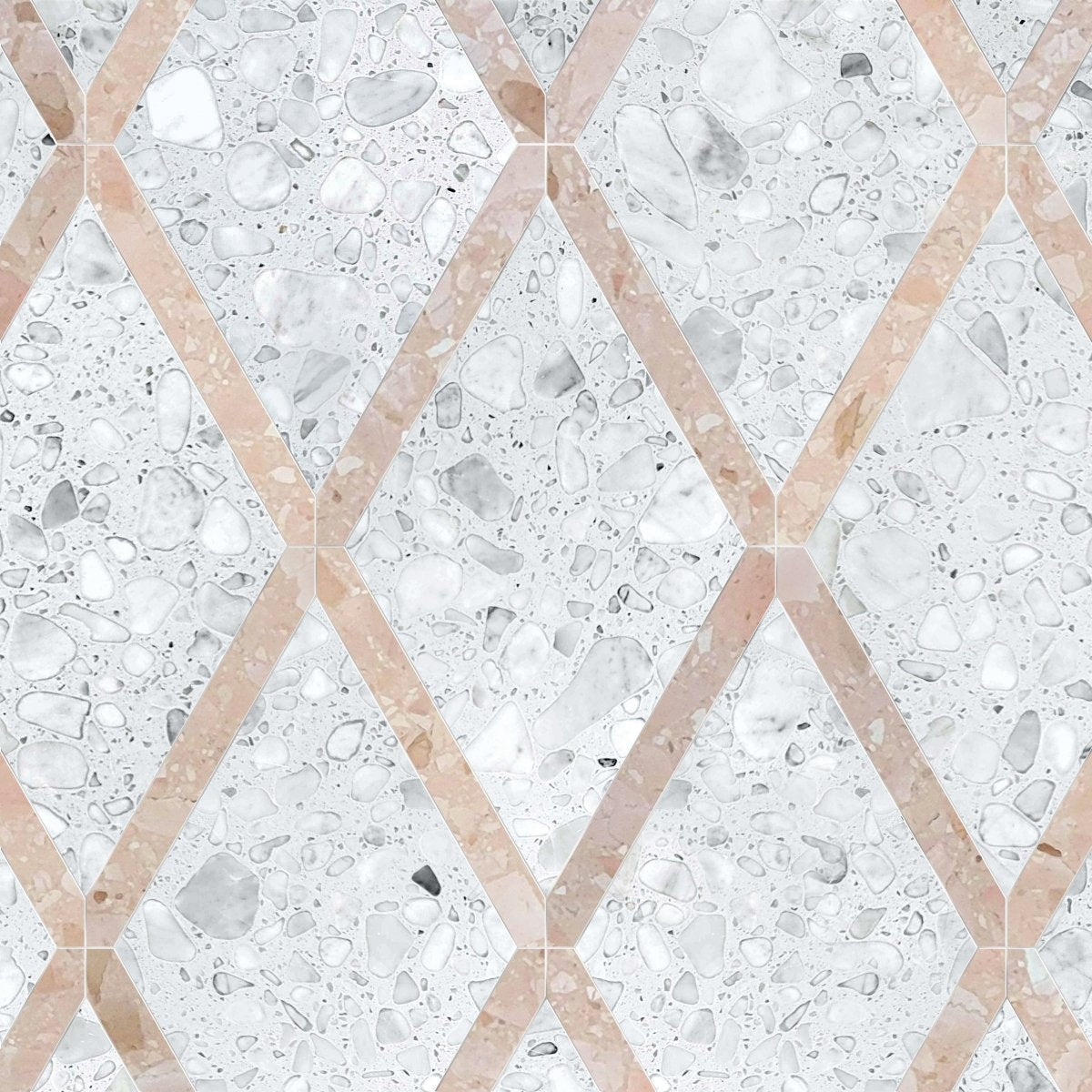 White & Pink Diamond Mosaic Tile