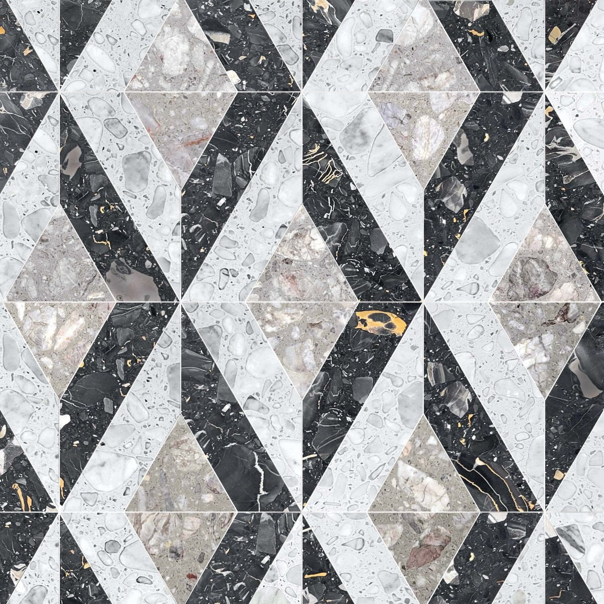 Couture Luna Nero Diamond Terrazzo Waterjet Mosaic