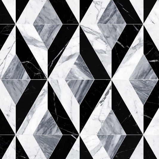 Couture Luna Noir Diamond Stone Waterjet Mosaic