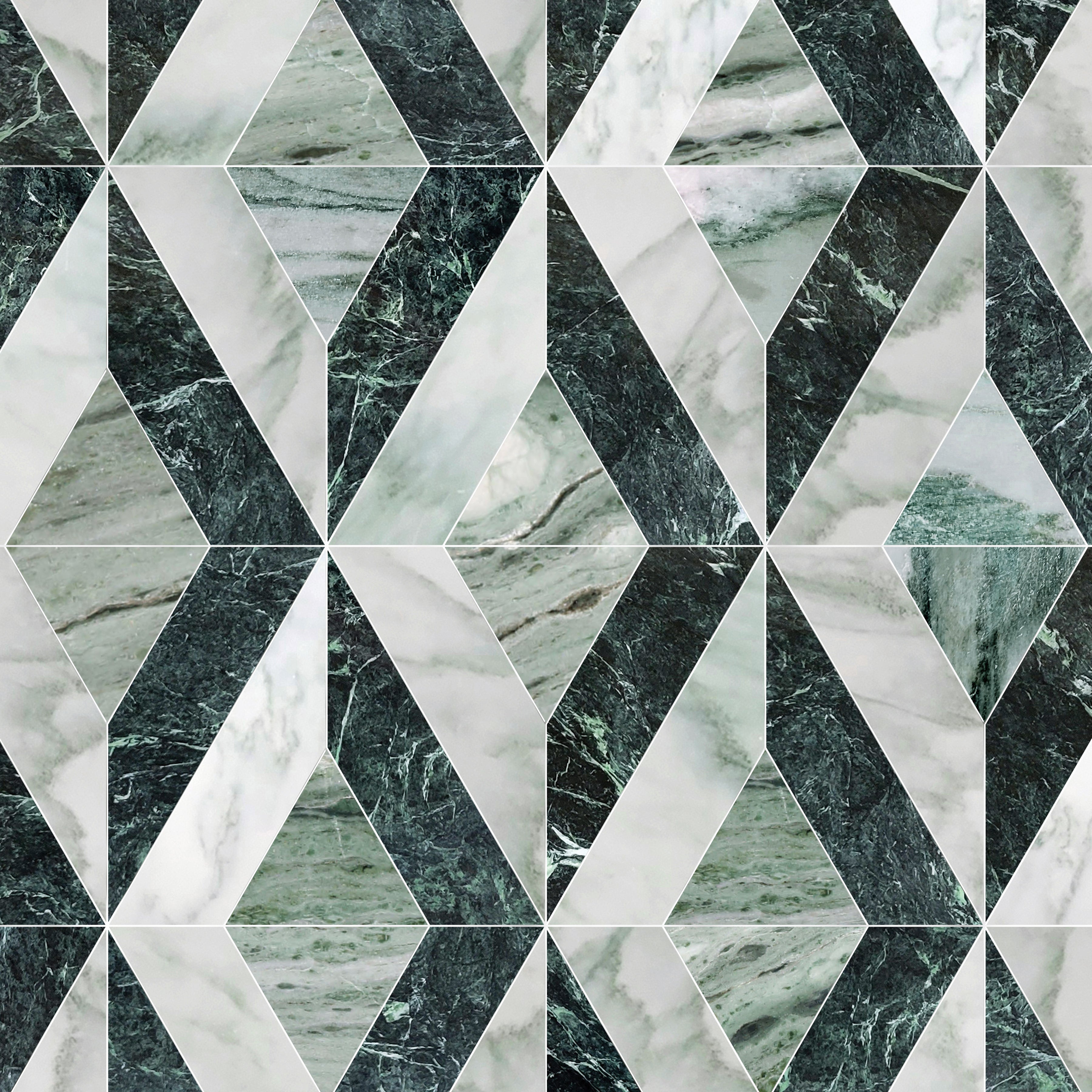 Couture Luna Verde Diamond Stone Waterjet Mosaic