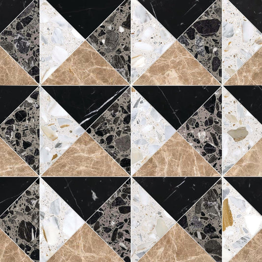 Couture Melina Caffe Triangle Terrazzo Waterjet Mosaic