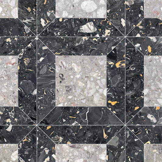 Couture Oden Noir Square Terrazzo Waterjet Mosaic